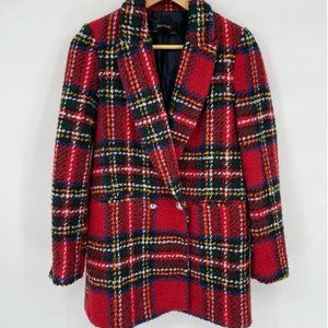 Zara Red Tartan Blazer - Small - Perfect Condition